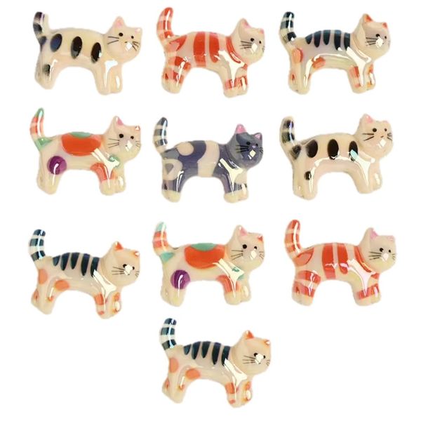 Craft DIY Resin Cute Glossy Cat Beads Jewelry Pendant Charm (3cm) 10pc