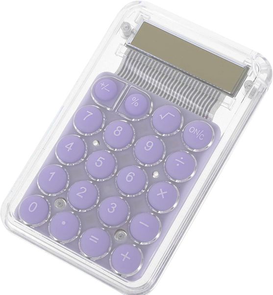 Cute Purple Cartoon Mini Handheld Calculator, 8-Digit Display for School O