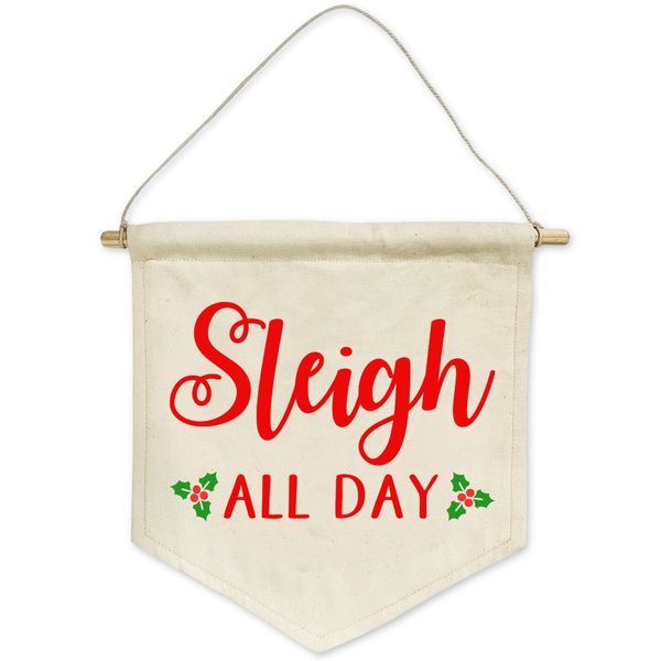 Sleigh all day Christmas cotton banner decor
