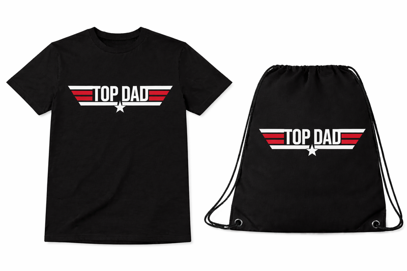 Dad - Top Dad Fathers Day T-shirt And Drawstring Bag Combo - White