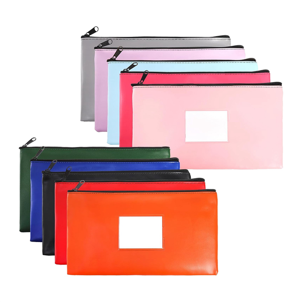10 Pcs Money Bags with Zipper, 10 Colors Security Bank Deposit Bags