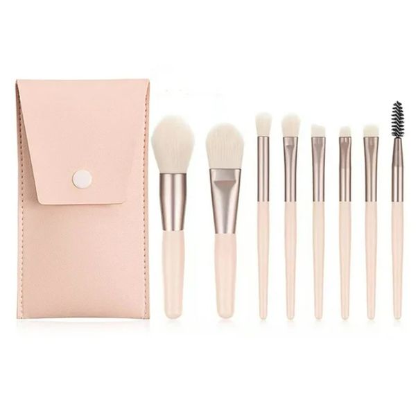 8Piece YouthGlow Beauty Soft Starter Makeup Beginner Brush Set With Pouch