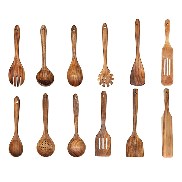 Wooden Spatula Wooden Spoon Frying Spatula Solid Wood High Temperature Resi