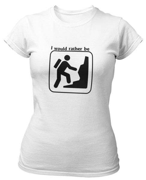 PepperSt Ladies White T-Shirt - I Would Rather Be…Hiking