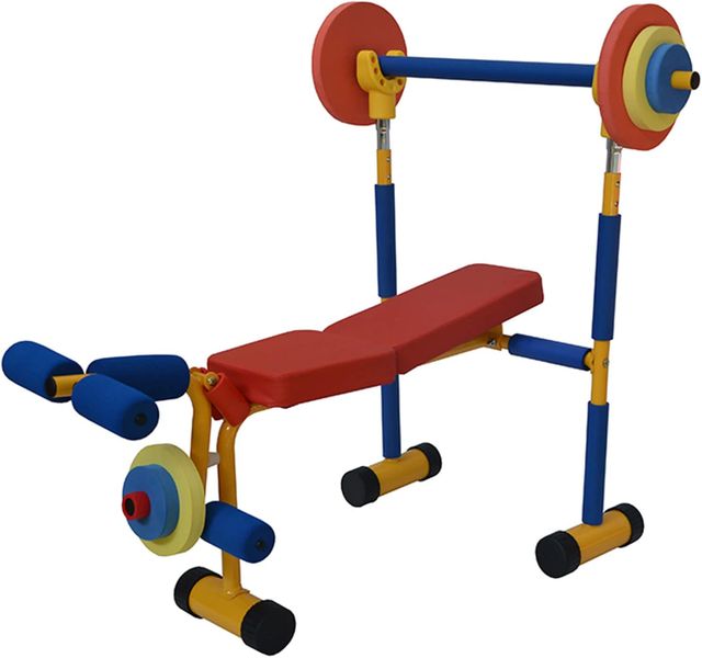 Weight Bench Dumbbells &amp; Barbell functional toy for kids