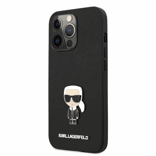 Karl Lagerfeld Ikonik Saffiano Leather Case -iPhone 13 Pro Max (Black)