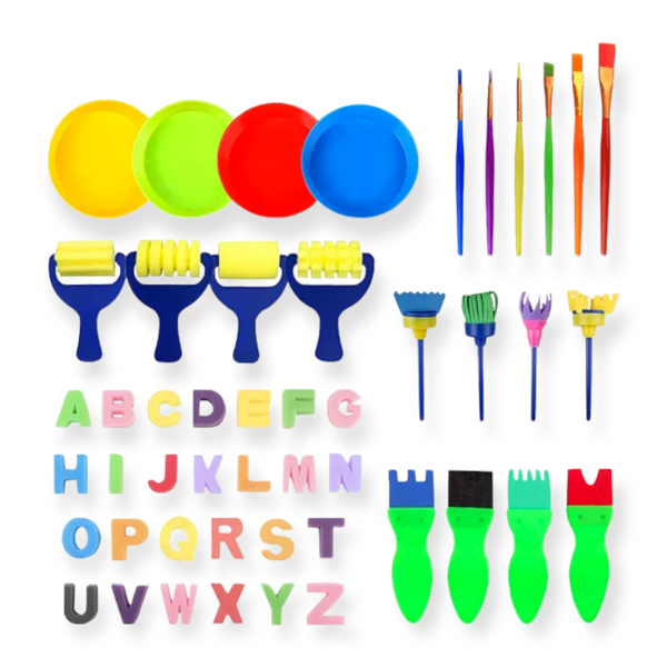 Aon-Art 48pc Sponge Alphabet Drawing &amp; Painting Tools Kids Creative Art Set
