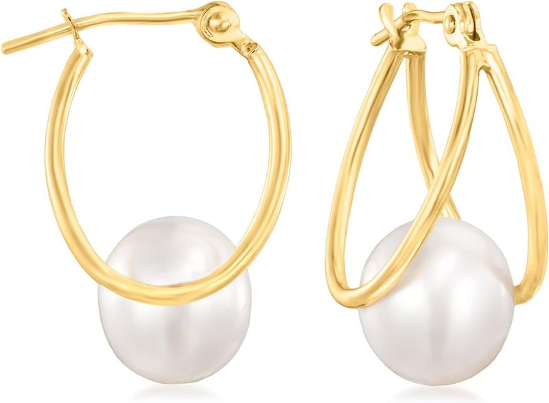 Pearl Double Oval Hoop Earrings Jewelry