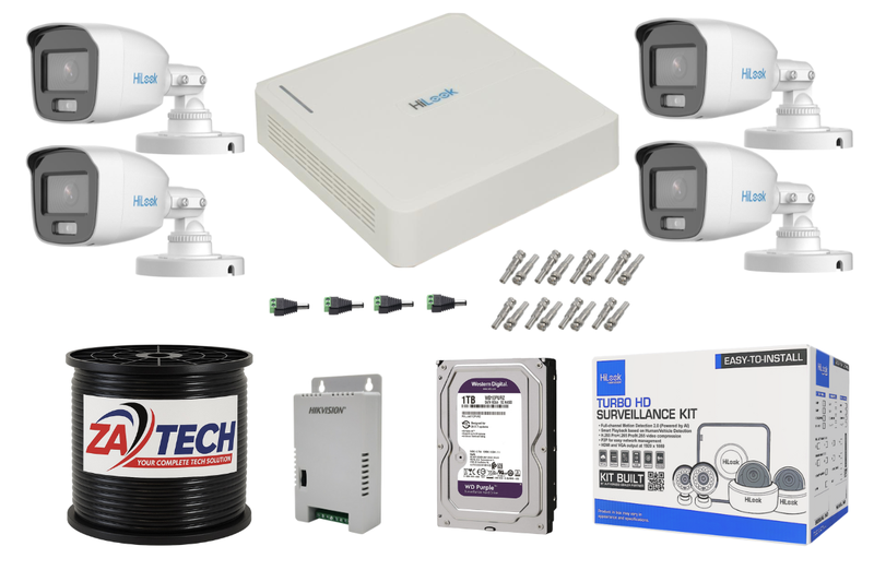 HiLook 4-Channel ColorVu CCTV Kit With 1TB HDD, Zatech RG59 Cable roll