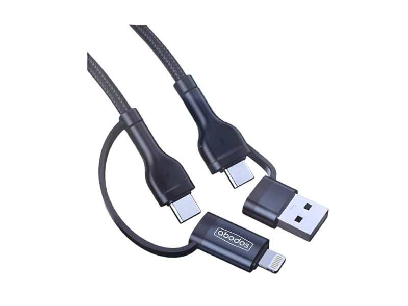 Abodos 120W 4-in-1 Fast Charging Data Cable (AS-DS3022)Type-C &amp; Lightning