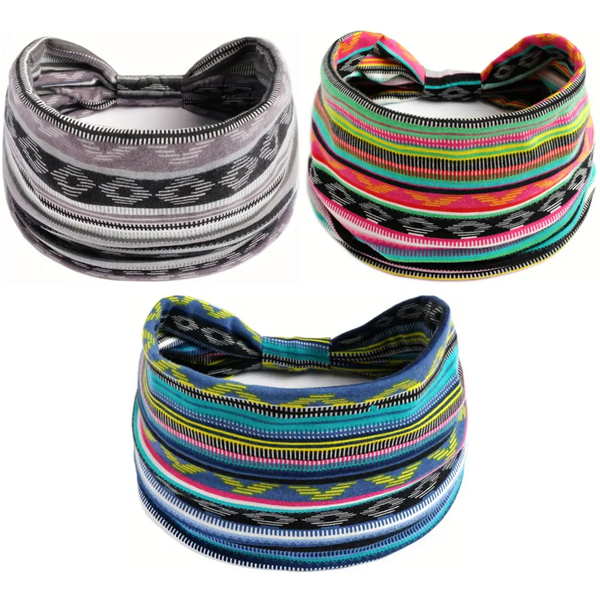 3 Pieces Headband Bohemian Style Fitness Multicolour
