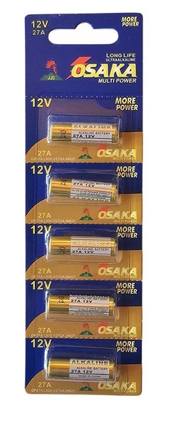 OSAKA 12V27A Alkaline High Voltage Battery For Gate /Garage Remote-5 Pack