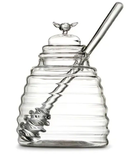 Borosolicate 480ml Glass Honey Pot with Honey Stick