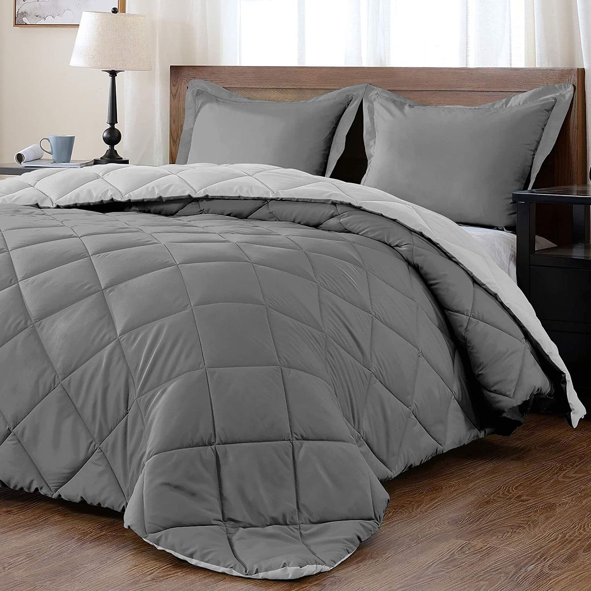 5 Piece Reversible Comforter set Charcoal and Grey, Shop Today. Get it  Tomorrow!