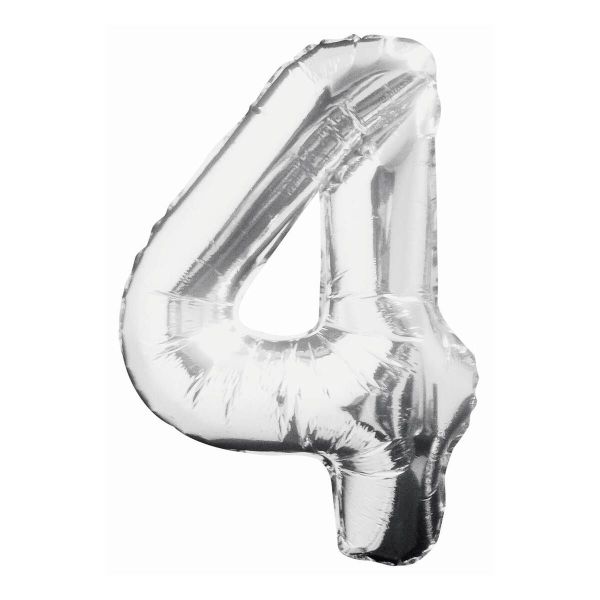 Silver Number 4 Helium Balloon 106cm