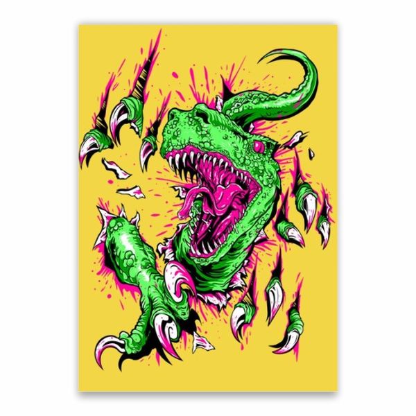 Velociraptor Yellow Background Poster - A1