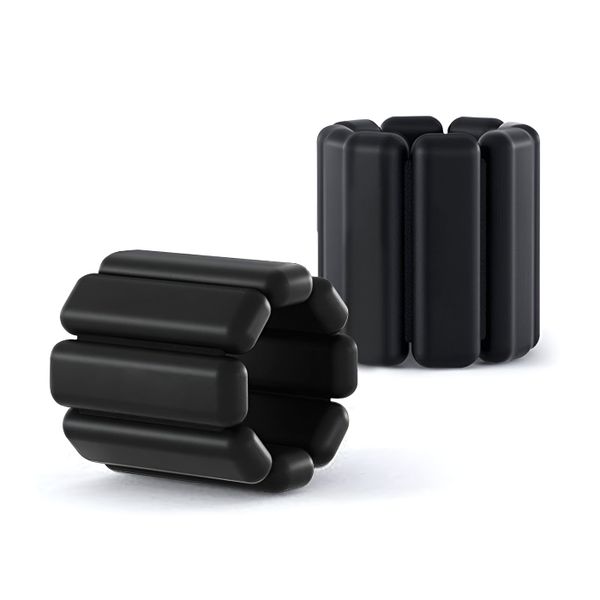 2 Pieces Silicone Adjustable Fitness Bands Wrist &amp; Ankle Weights Set - Black