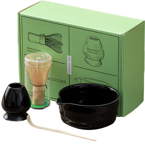 4Pcs Matcha Whisk Set, Ceramic Matcha Set Includes Matcha Bowl,Matcha Whisk