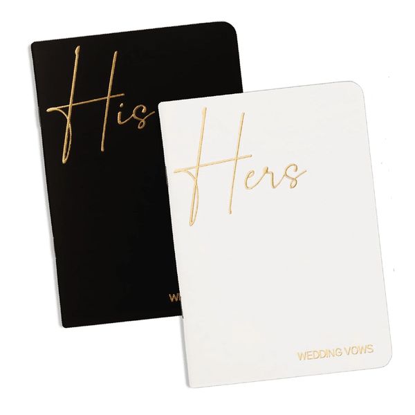 Modern Black and White Gold Foiled Vow Books