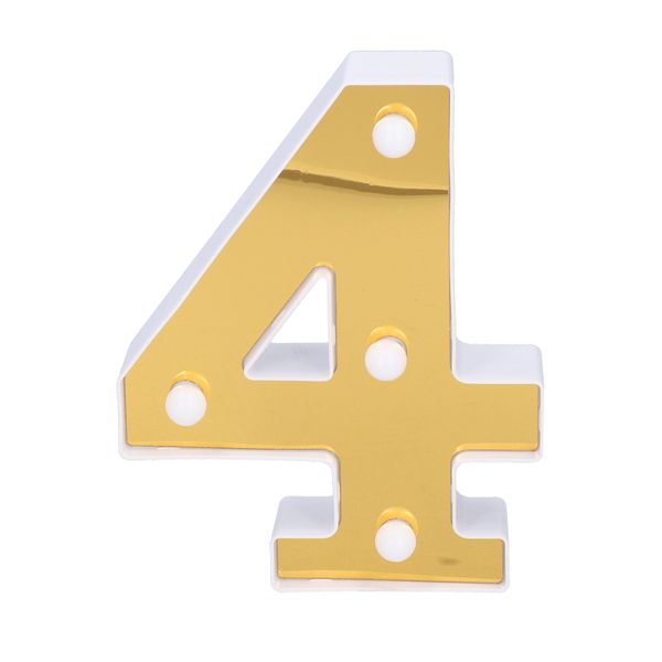 Gold Number 4 LED Lamp Holiday Decor