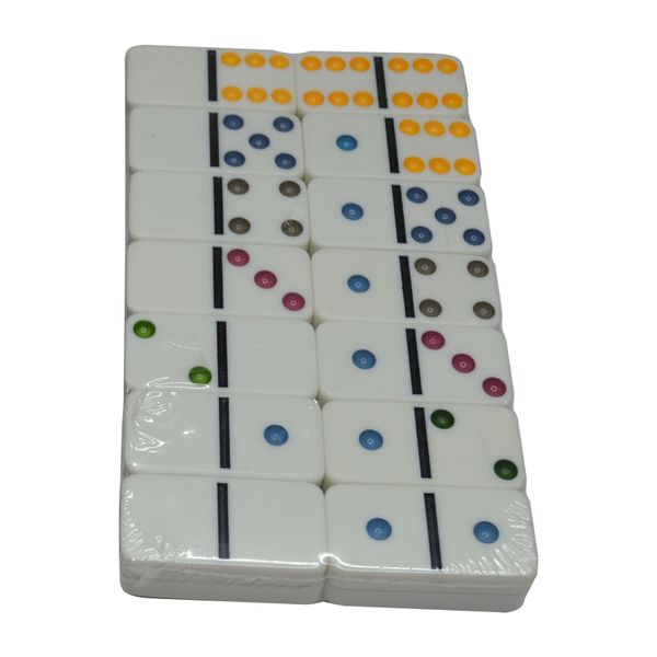 Double 6 Color Dot Dominoes Game Set White - 28 Pieces