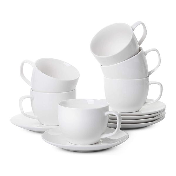 120cc Espresso Cups with Saucers Set - 12-Piece