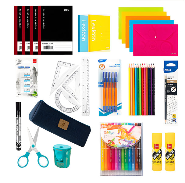 DELI Primary School Stationery Combo Set-40-Piece All-in-One Study Kit
