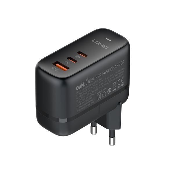 Fast Type-C Adapter 65W 3 Ports (Type-C = 2 PD 65W + USB =1 30W)-LDNIO ...