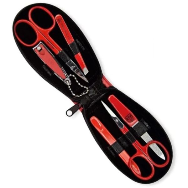 Kellermann Manicure Set: Nail Tool Set in Black Faux Leather Case: 6 Pieces