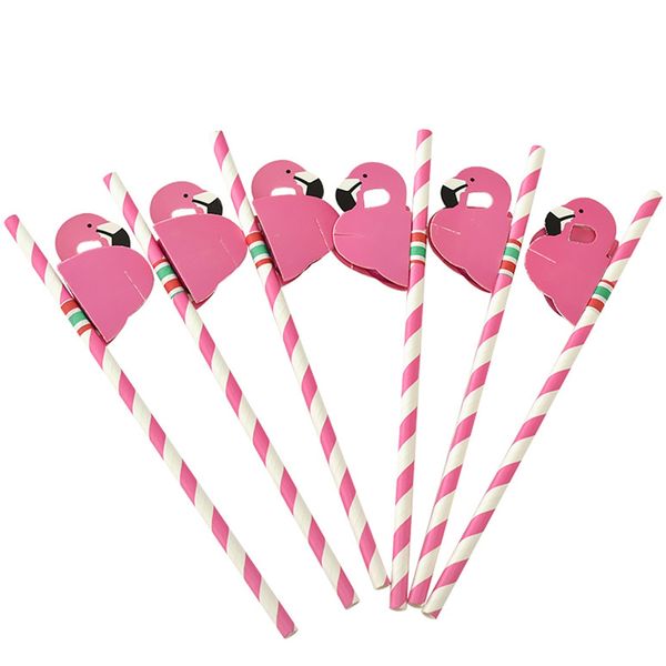 3D Flamingo Party Paper Straws (25 Straws)