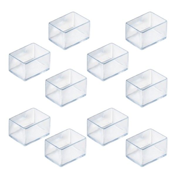 10 Pack - Anti-Slip Rectangular Furniture Leg Cover - Transparent