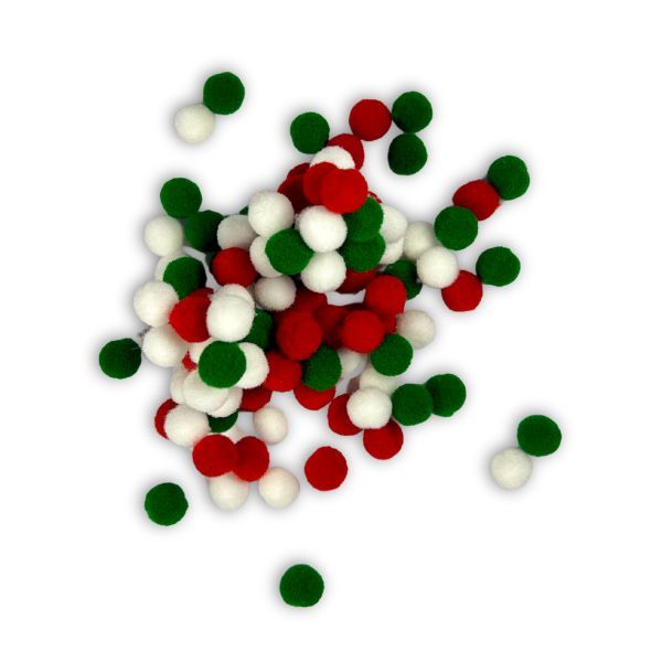 Christmas Craft Felt Pompoms, 100 pieces