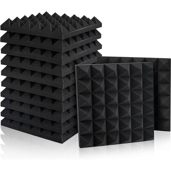 12pc Acoustic Pyramid Home Studio Sound Proof Foam Panels 30cm x30cm