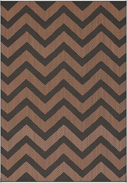 Rug Warehouse Rug Warehouse Lenti Patio Zigzag Two Tone Rug Black