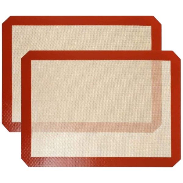 2 Piece - Non-Stick Silicone Baking Mats Heat-Resistance - Red