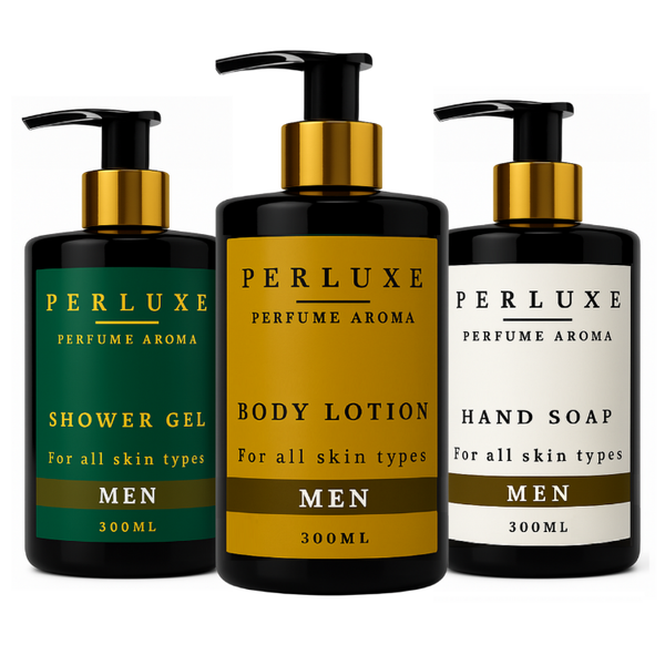 PERLUXE Gift Set for Men - Perfume Scent - Body wash, Lotion &amp; Hand Soap