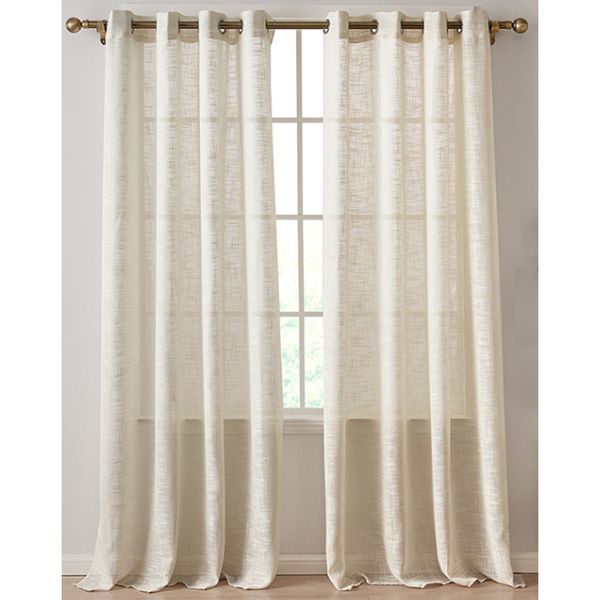Matoc Designs Readymade Curtain -Linen Textured Sheer -Eyelet -Beige