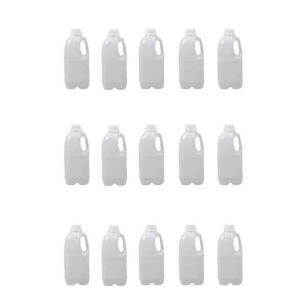 15 Pack 1L Plastic Juice &amp; Milkshake Jugs with Caps - Durable &amp; Reusable