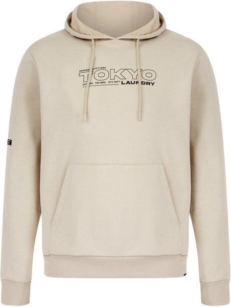 Tokyo Laundry - Men's Motif Brushback Fleece Pullover Hoodie in Stone - Parallel Import