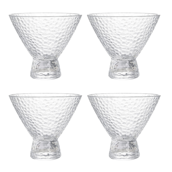 Premium Hammered Texture Cocktail Glasses - Set of 4