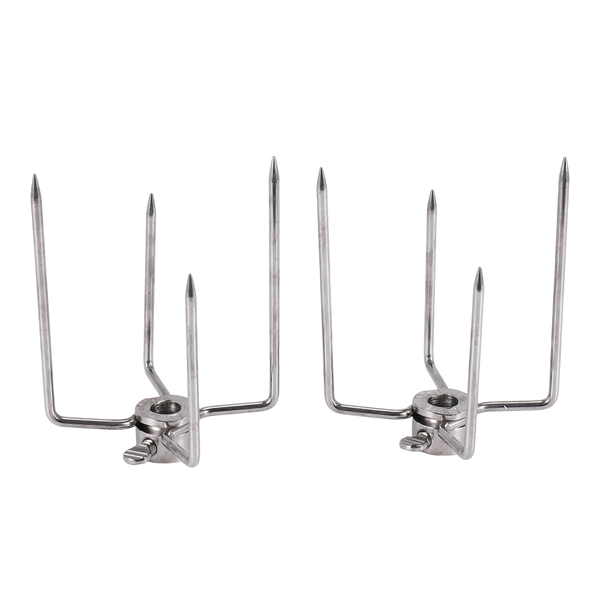 2Piece Meat Forks Clamp Grill Meatpicks Stainless Steel Barbecue Skewer