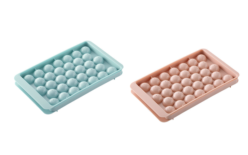 2 piece food Silicone Ice Cube Trays with Lids for Making Round - shaped Ice