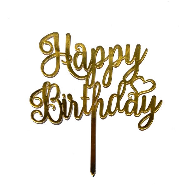 Happy Birthday- Cake Topper Decoration - Gold