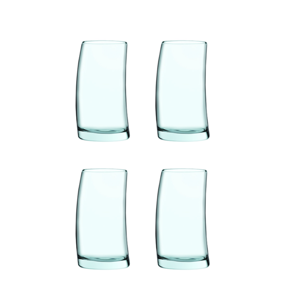 Pasabahce Recycled Glass Tumblers - 390ml Curved Drinking Glasses