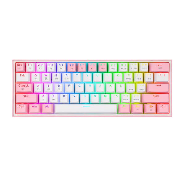 Redragon FIZZ Pro 61-Key Mechanical RGB Gaming Keyboard - White/Pink