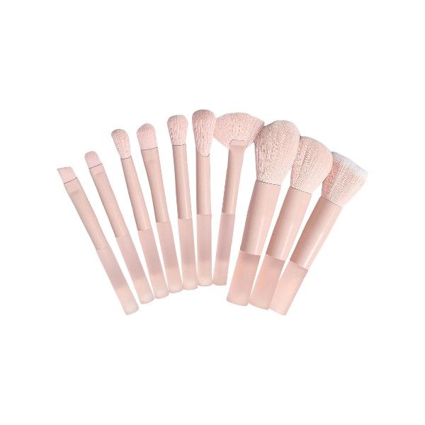 10 Piece - Mini Travel Makeup Brush Set - Pink