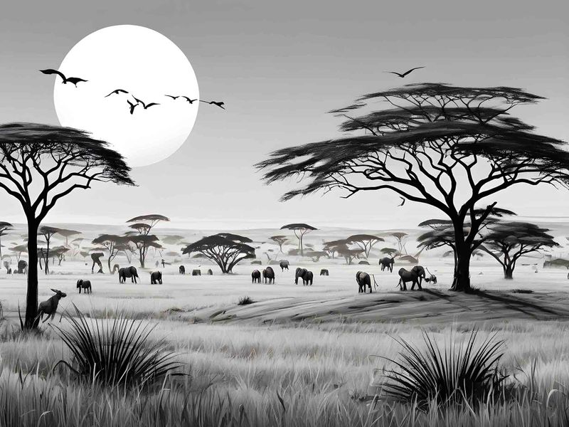 0331 Black and White Sunrise Canvas Wall Art