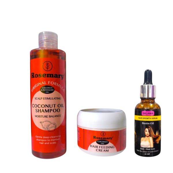 Rosemary - Coconut Oil Shampoo, Hair Feeding Cream &amp; Biotin Oil