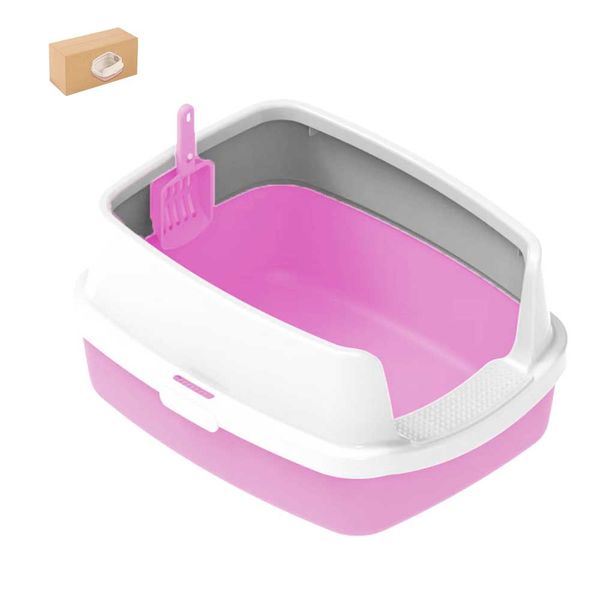 TopikaPet - Comfortable &amp; Roomy Pink Litter Box for Small/Medium Cats
