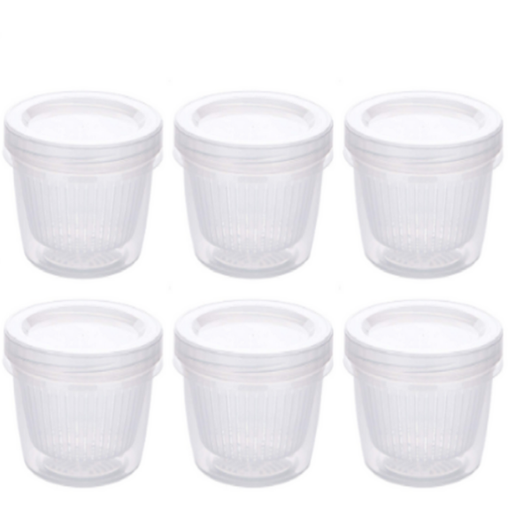 6 Pieces Food Dispenser with Lid and Drain - Transparent